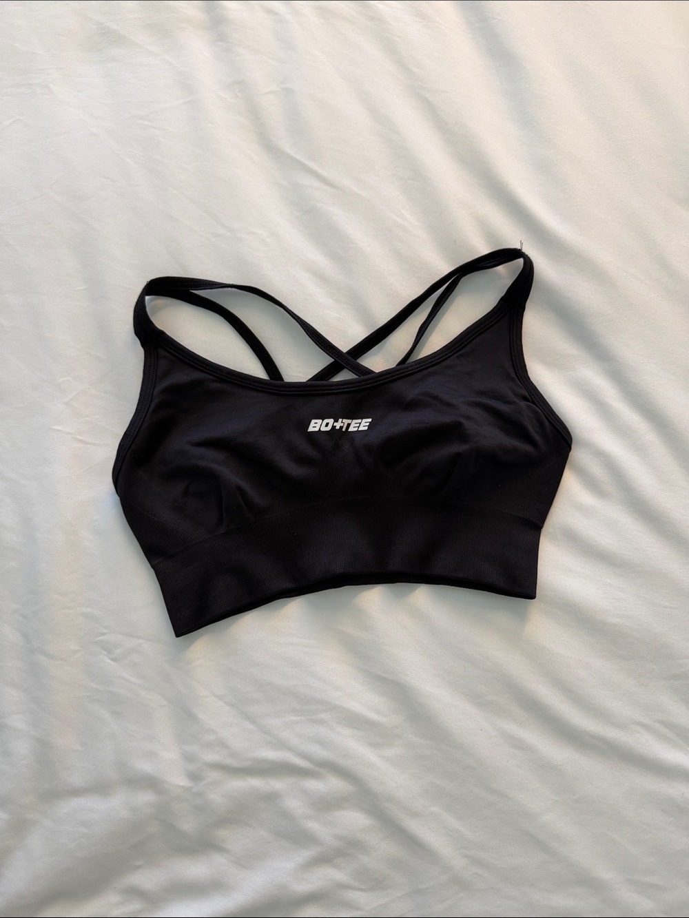 BO+TEE Women's Black Cross-Back Sports Bralette
